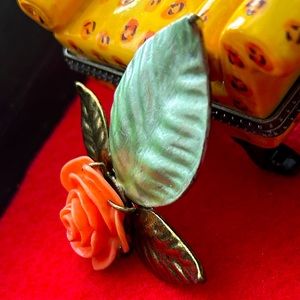 Vintage Peach Flower Brooch by Catherine Bohm